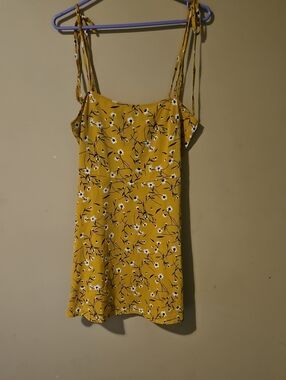 Zaful Mustard Yellow Floral Summer Dress